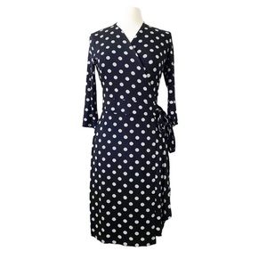 SADE New York Martey Knit Abstract Polka Dot Wrap Dress